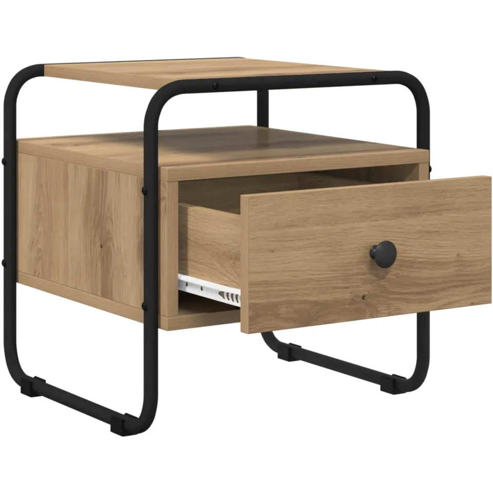 vidaXL Nachtkastje Artisanaal eiken 40 x 39.5 x 40 cm Bewerkt hout, foto 3