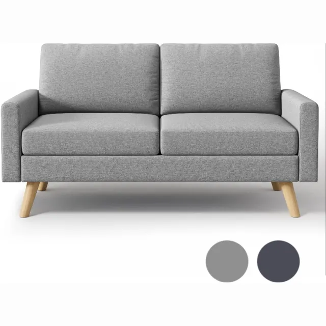 Bealife AR73 2-zits bank – Compacte stoffen bank met hoogwaardige veren & schuimvulling – Lichtgrijs Lichtgrijs-AR73