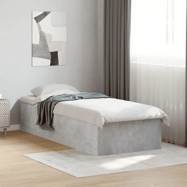 vidaXL Bedframe bewerkt hout betongrijs 75x190 cm grijs