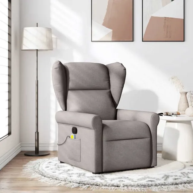 vidaXL Massagestoel - verstelbaar - stof - taupe