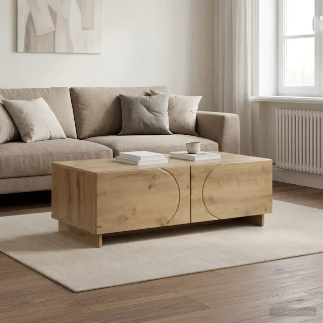 vidaXL Salontafel Artisanaal eiken 102 x 50,5 x 35 cm Bewerkt hout, foto 2