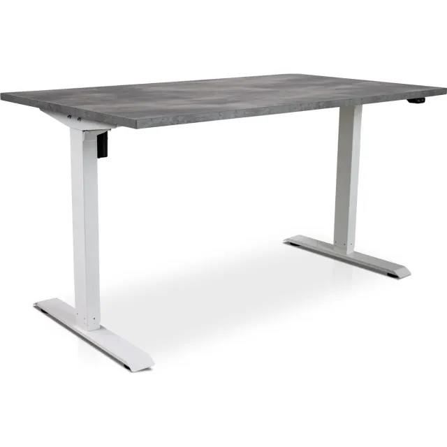 Multi Ratio Zit-sta bureau elektrisch verstelbaar - MRC EASY | 120 x 80 cm | inclusief stekkerdoos en kabelklemmen | frame wit - blad betonlook Wit frame