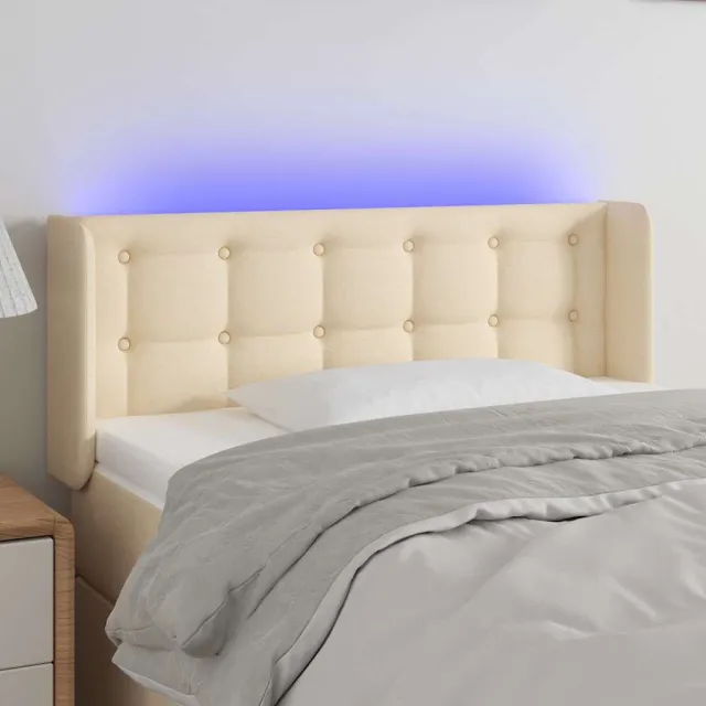 vidaXL Hoofdbord LED 93x16x78/88 cm stof crèmekleurig
