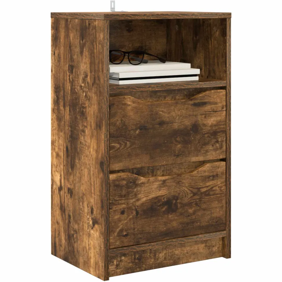 vidaXL Nachtkastjes 2 st Gerookt eiken 40 x 30 x 67 cm Bewerkt hout Bruin