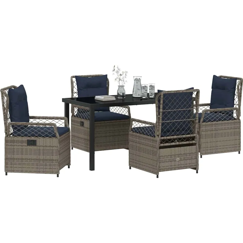vidaXL Tuin eettafelset 5 st Grijs poly rattan