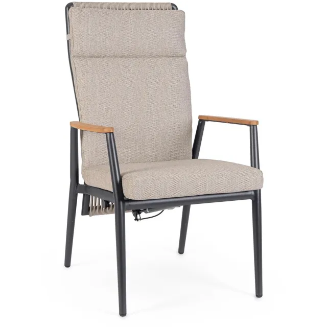 Bolzano Fellini - Tuinfauteuil - Beige en antraciet - Verstelbare rugleuning - Aluminium Beige;Antraciet