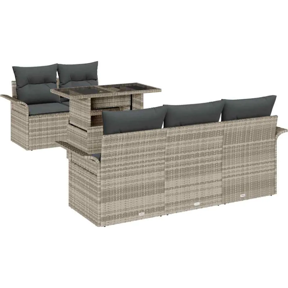 vidaXL Tuin Sofa Set 6 st Lichtgrijs poly rattan