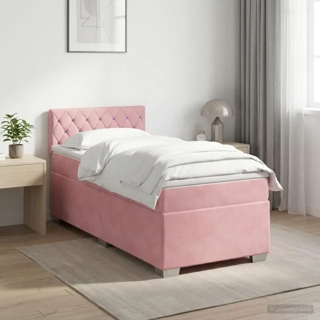 vidaXL Boxspringbed met matras met hoofdeinde Roze 80 x 200 cm Fluweel