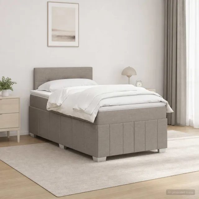 vidaXL Boxspringbed met matras met hoofdeinde Taupe 120 x 190 cm Stof