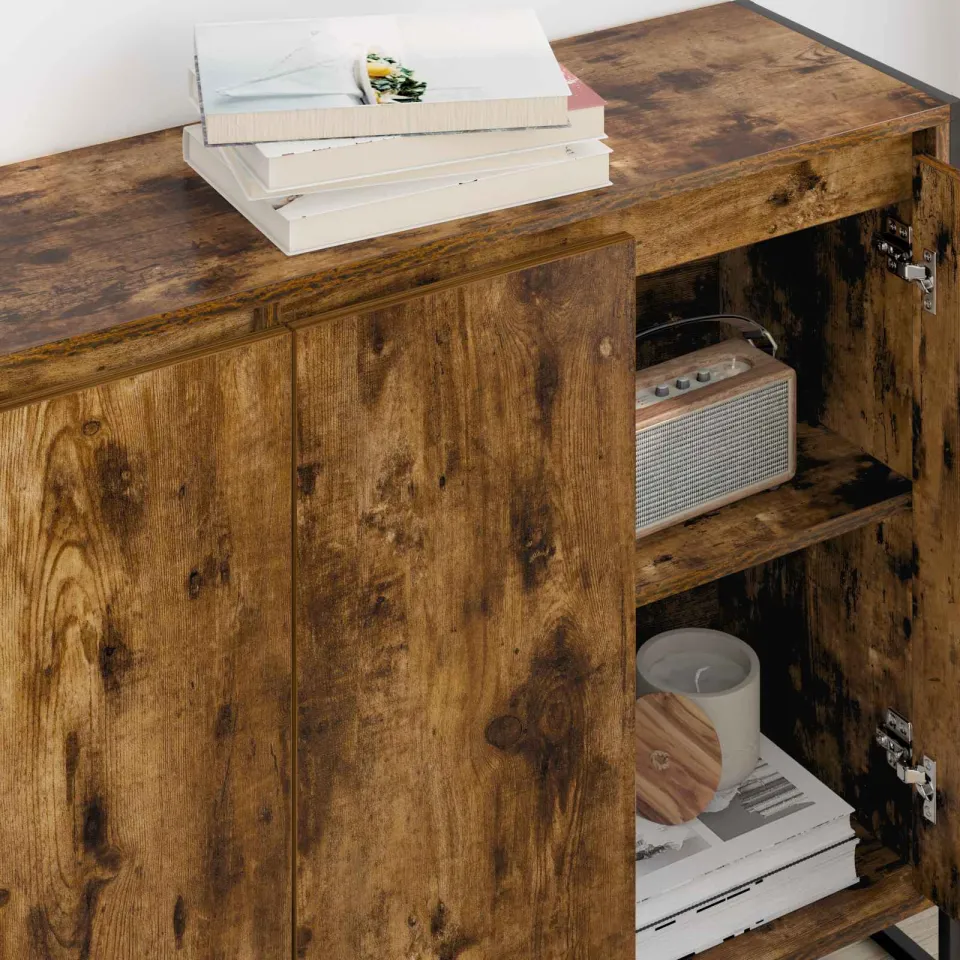 vidaXL Bijzetkast Gerookt eiken 96,5 x 30 x 75 cm Bewerkt hout, foto 4