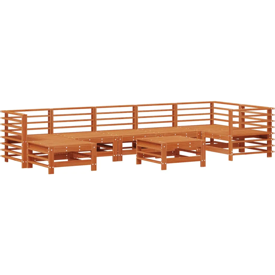 vidaXL Tuin loungeset 8 st Wasbruin Massief grenenhout