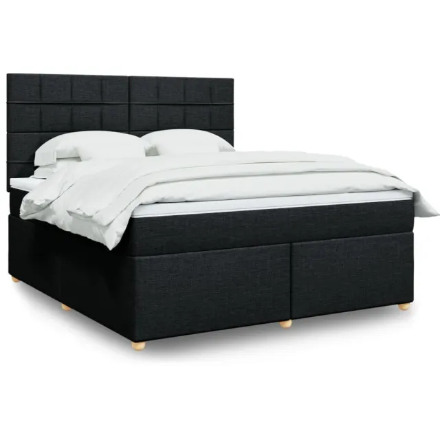 vidaXL Boxspring met matras stof zwart 180x200 cm