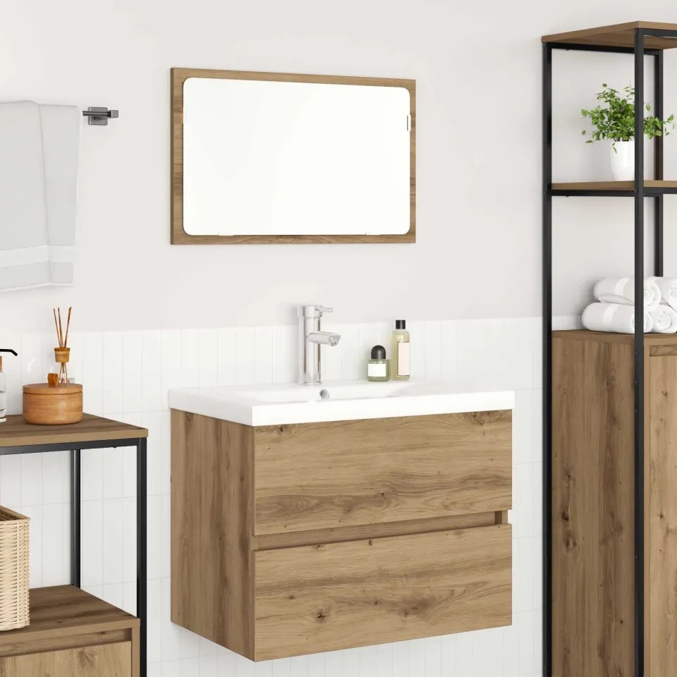 vidaXL Badkamermeubelset 3 st Artisan Eiken Bewerkt hout, foto 3