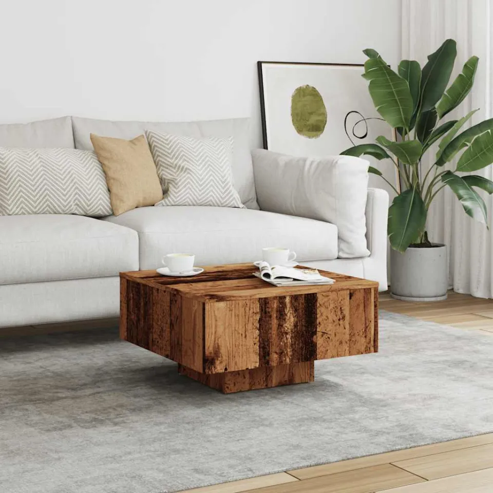 vidaXL Salontafel 60x60x31,5 cm bewerkt hout oud houtkleurig bruin, foto 2