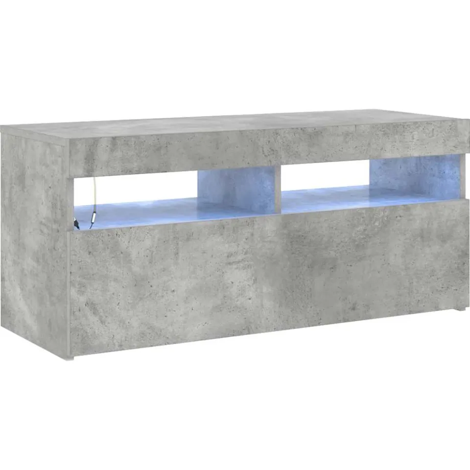 vidaXL Tv-meubel met LED-verlichting 90x35x40 cm betongrijs
