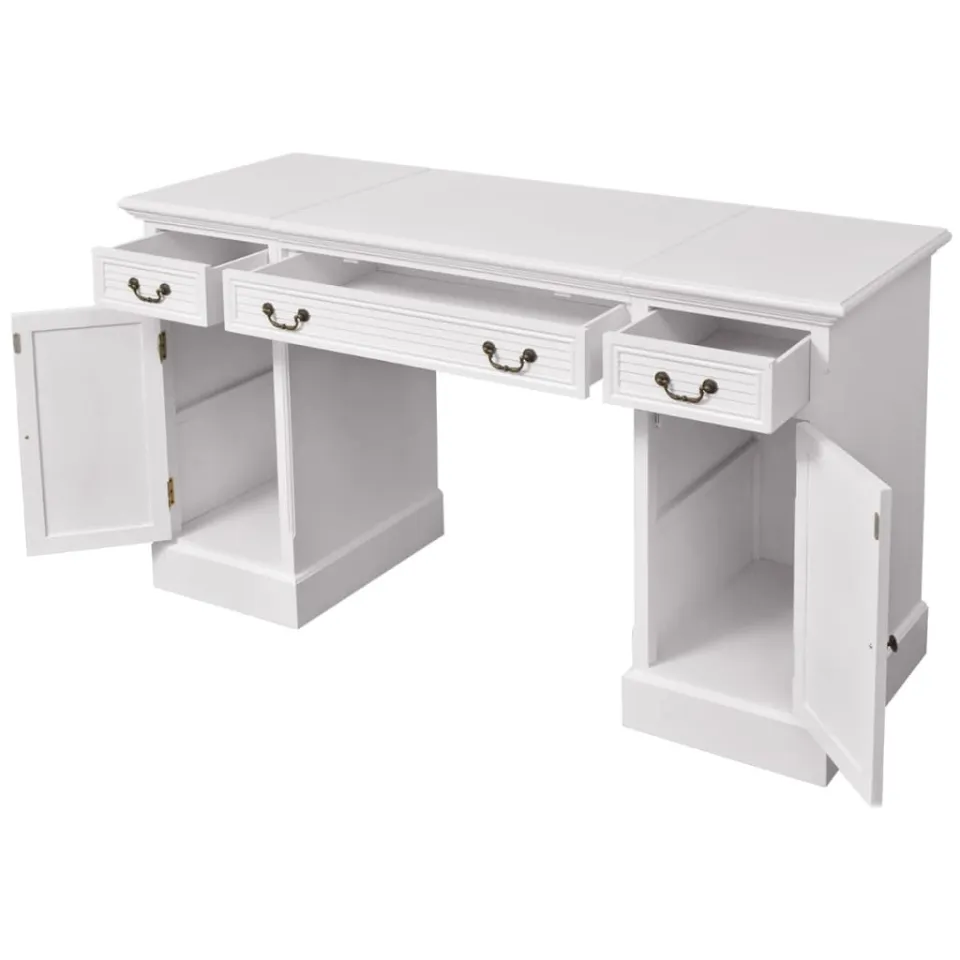 vidaXL Bureau ministre wit 140x48x80 cm, foto 4