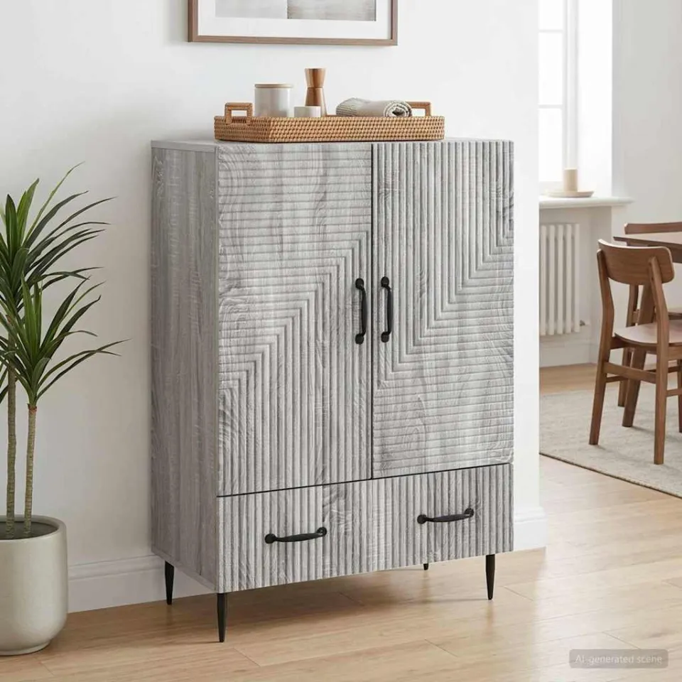 vidaXL Dressoir met lade Grijs sonoma 66 x 34,5 x 95 cm Bewerkt hout, foto 3