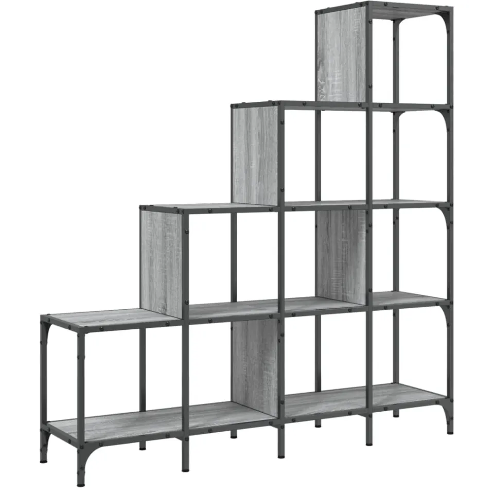 vidaXL Boekenkast 122x30x132 cm bewerkt hout en metaal grijs sonoma