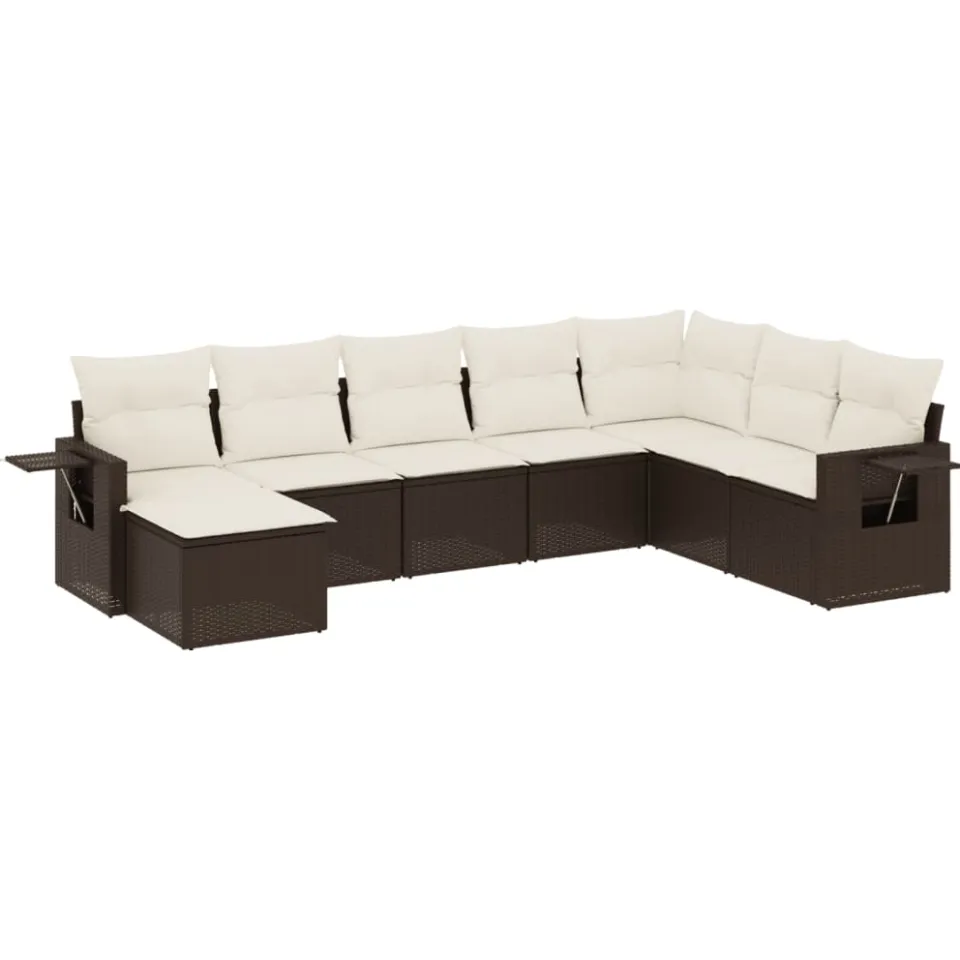vidaXL 9-delige Loungeset met kussens poly rattan bruin, foto 3