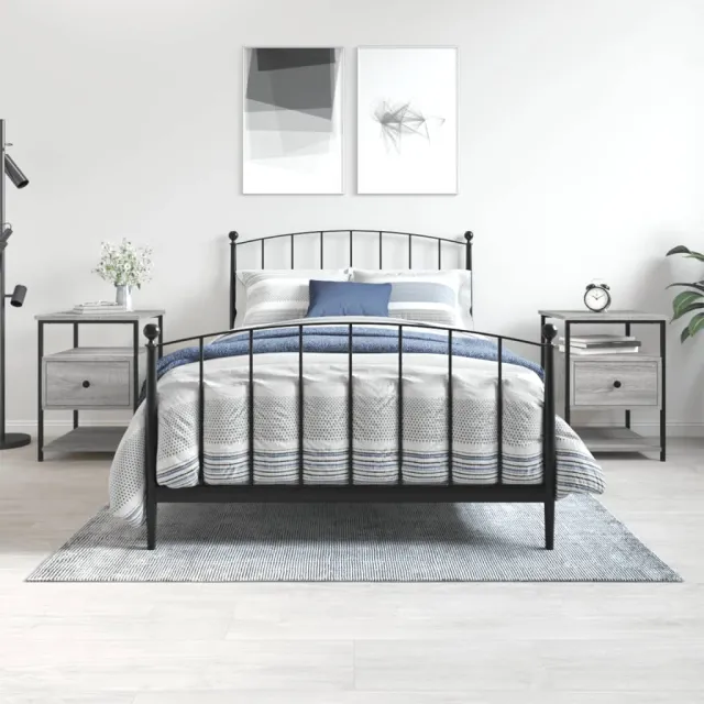 vidaXL Nachtkastjes 2 st 40x42x56 cm bewerkt hout grijs sonoma eiken, foto 2