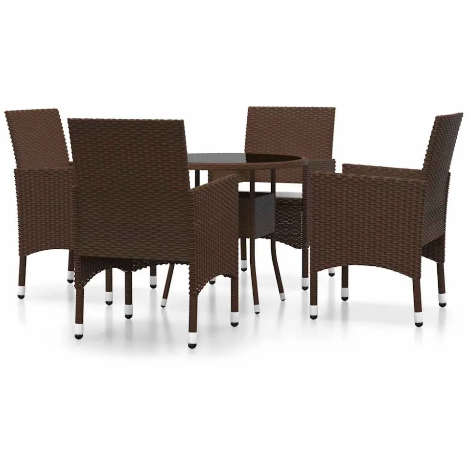 vidaXL 5-delige Tuinset poly rattan bruin, foto 3