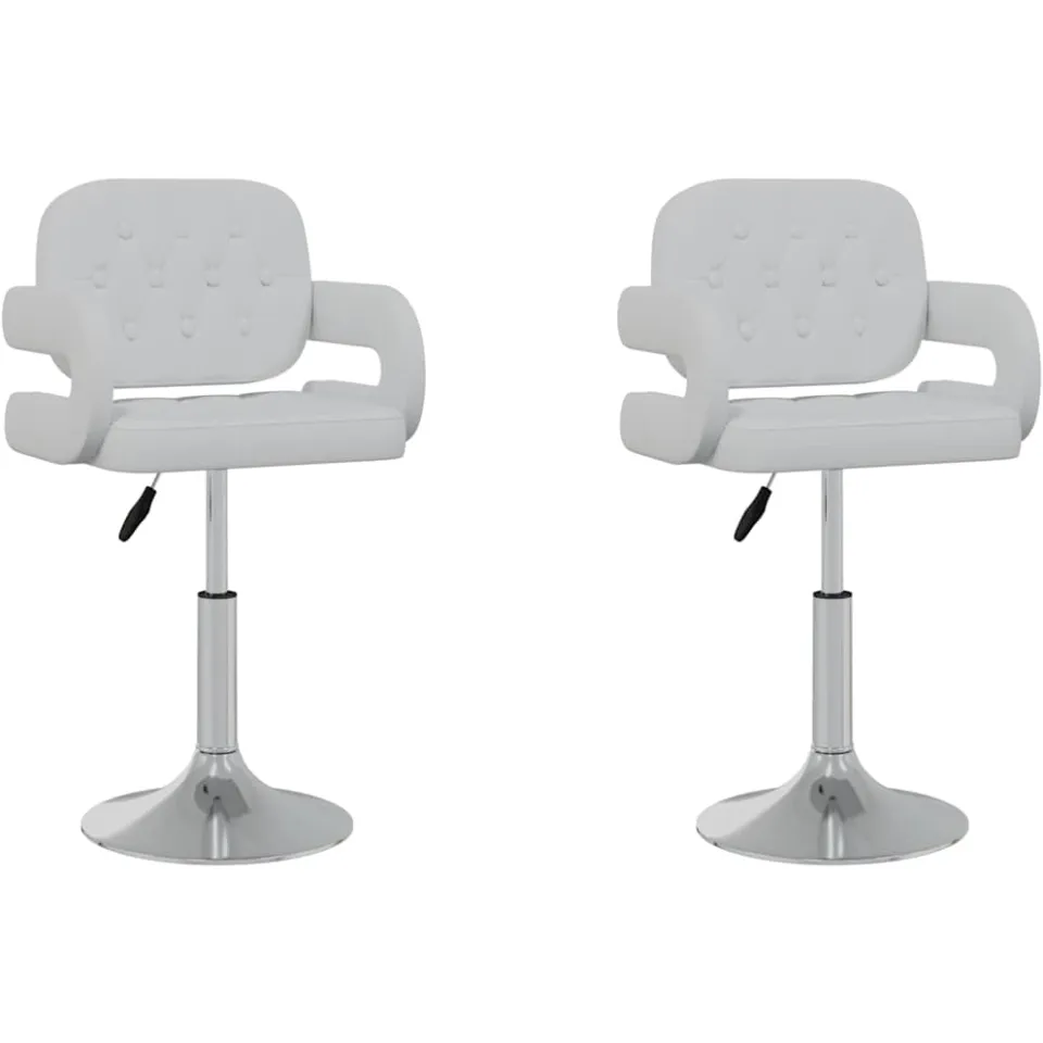 vidaXL Eetkamerstoelen draaibaar 2 st kunstleer wit, foto 3
