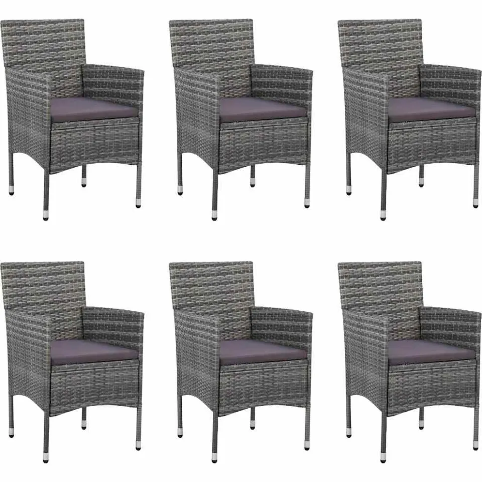 vidaXL 7-delige Tuinset poly rattan grijs