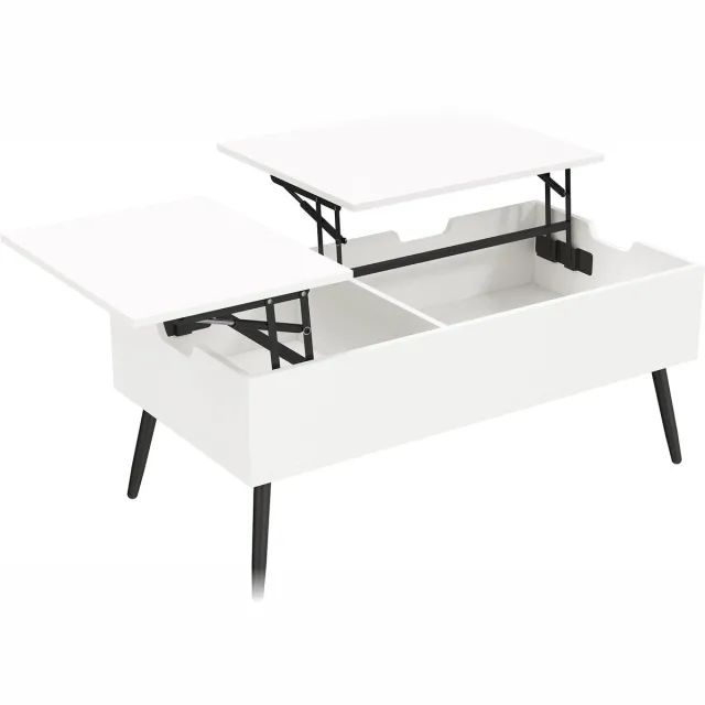Homona Salontafel met in hoogte verstelbare bladen - Met opbergruimte - 100 x 50 x 43,6-58 cm - Wit