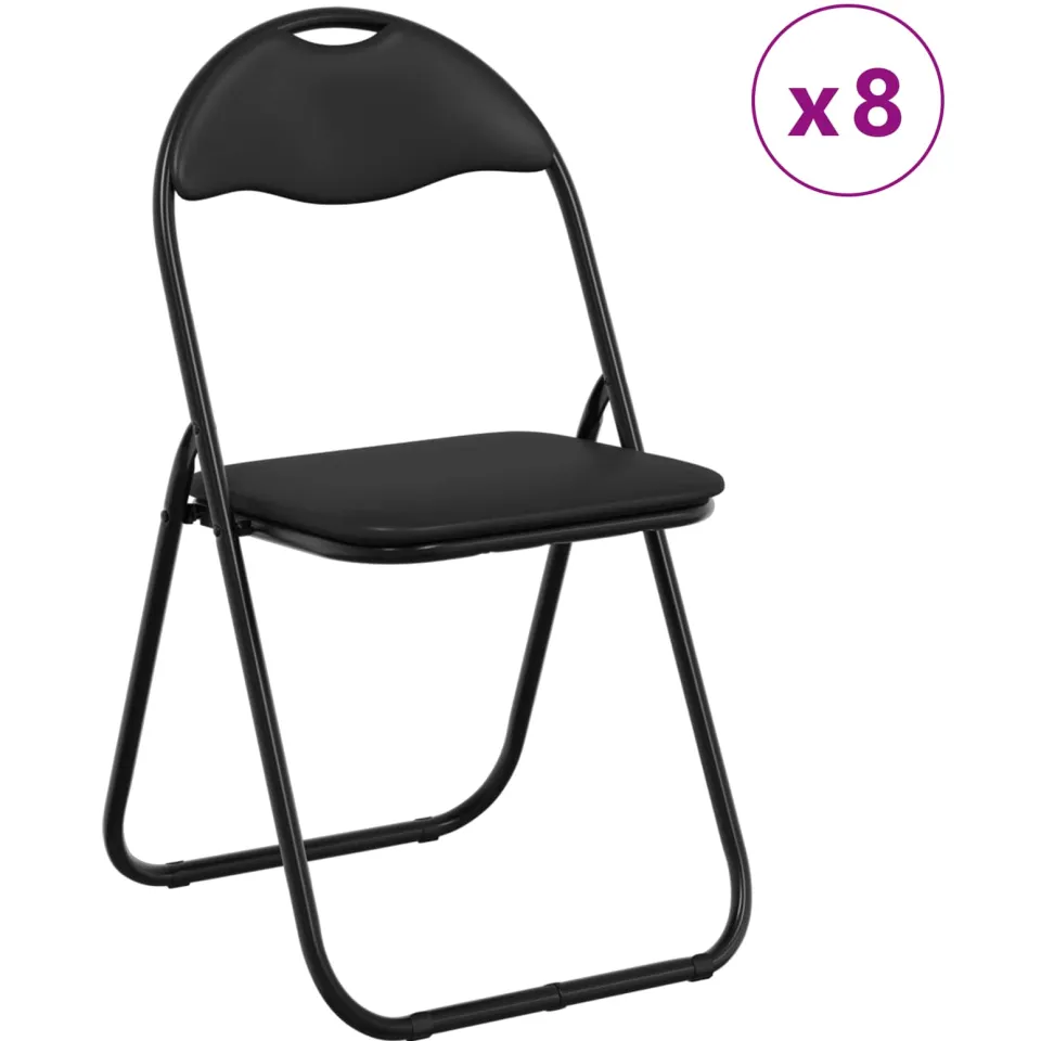 vidaXL Inklapbare stoel 8 st Nep Leer Zwart 48 x 43,5 x 81 cm, foto 3