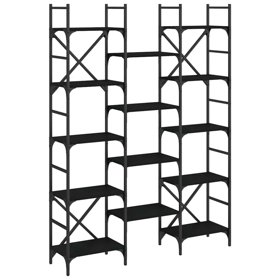 vidaXL Boekenkast 127,5x28,5x172,5 cm bewerkt hout zwart