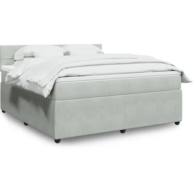 vidaXL Boxspring met matras fluweel lichtgrijs 180x200 cm grijs