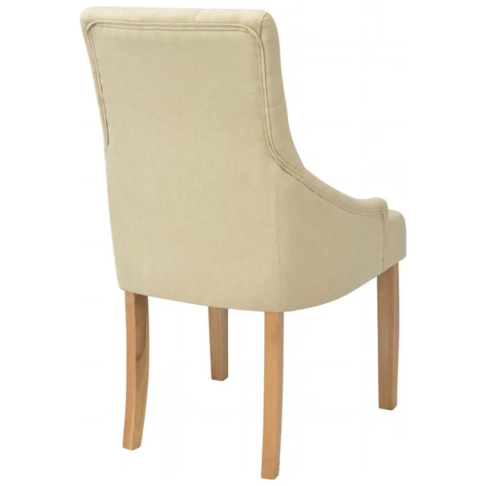 vidaXL Eetkamerstoelen 6 st stof crèmekleurig, foto 4