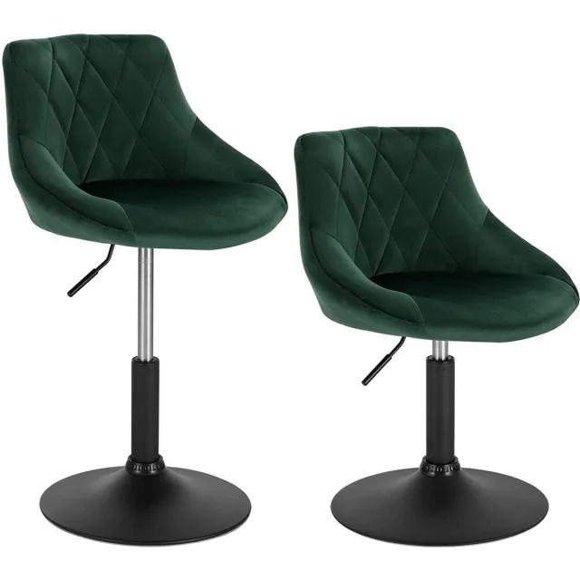 Saphly Barkrukken Set Donkergroen - Modern en Verstelbaar, Velvet en Industrial - Voor Eetkamer, Keuken en Woonkamer