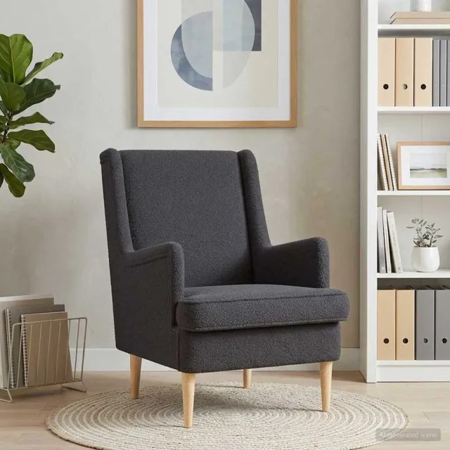 vidaXL Fauteuil Donkergrijs Bouclé