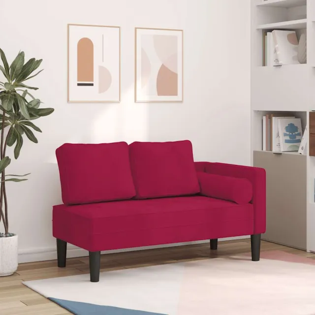vidaXL Chaise longue met kussens fluweel wijnrood, foto 2