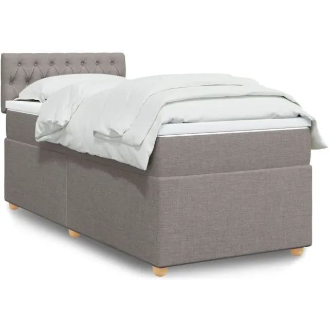 vidaXL Boxspring met matras stof taupe 100x200 cm