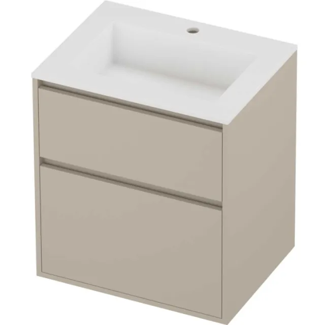 Proline Aristo Badmeubelset Polystone Elegant 1 Gat 60x46x67 cm Mat White Soft Linen Beige