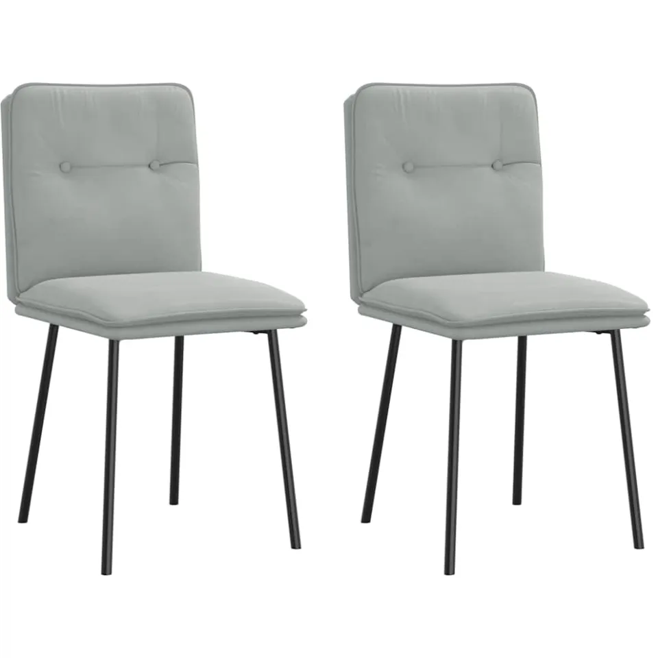 vidaXL Eetkamerstoelen 2 st fluweel lichtgrijs grijs, foto 3