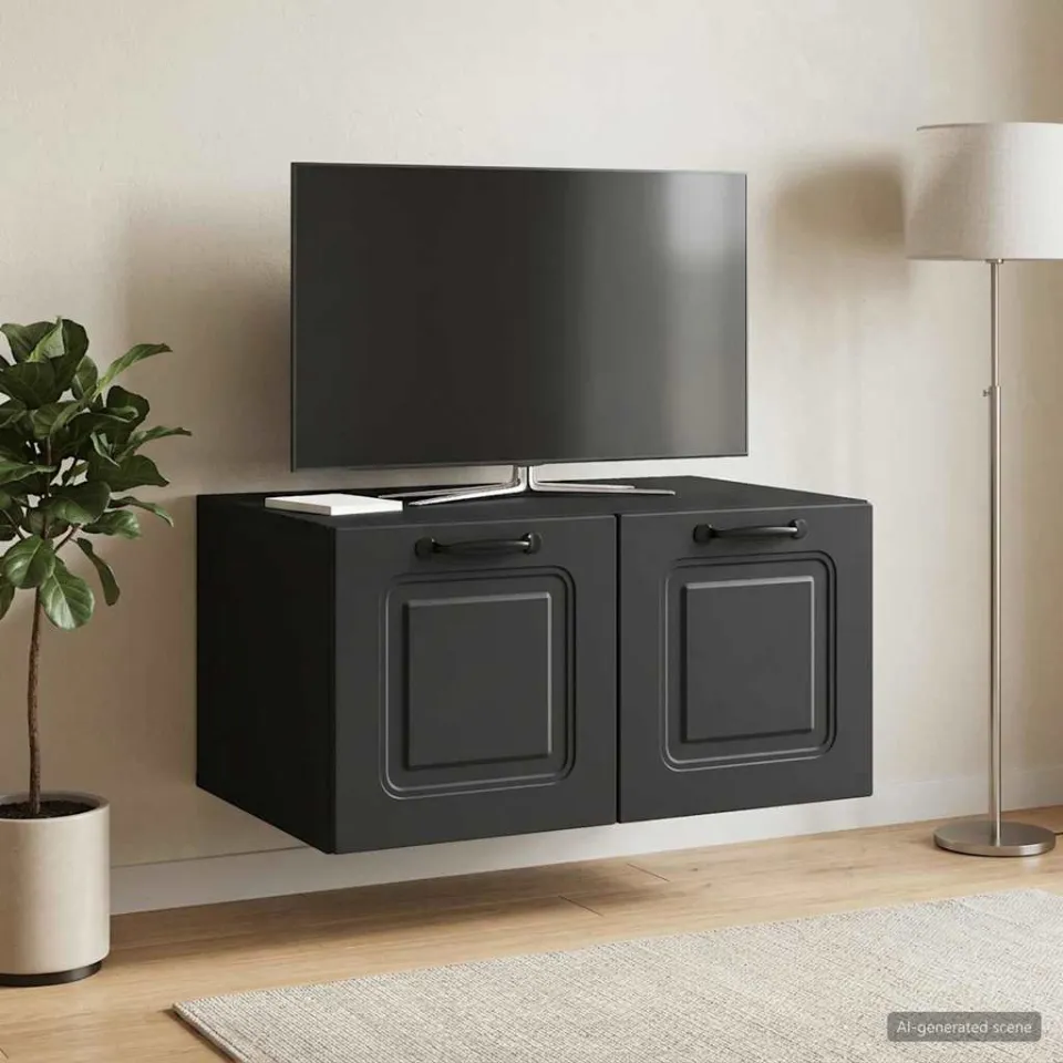 vidaXL Wandbeugel TV-kast Zwart 59,5 x 41 x 30 cm Bewerkt hout, foto 4