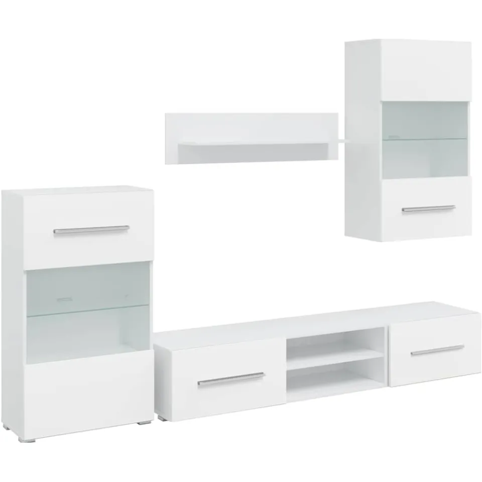 vidaXL Muurvitrine tv-meubel met LED-verlichting wit 5-delig, foto 3