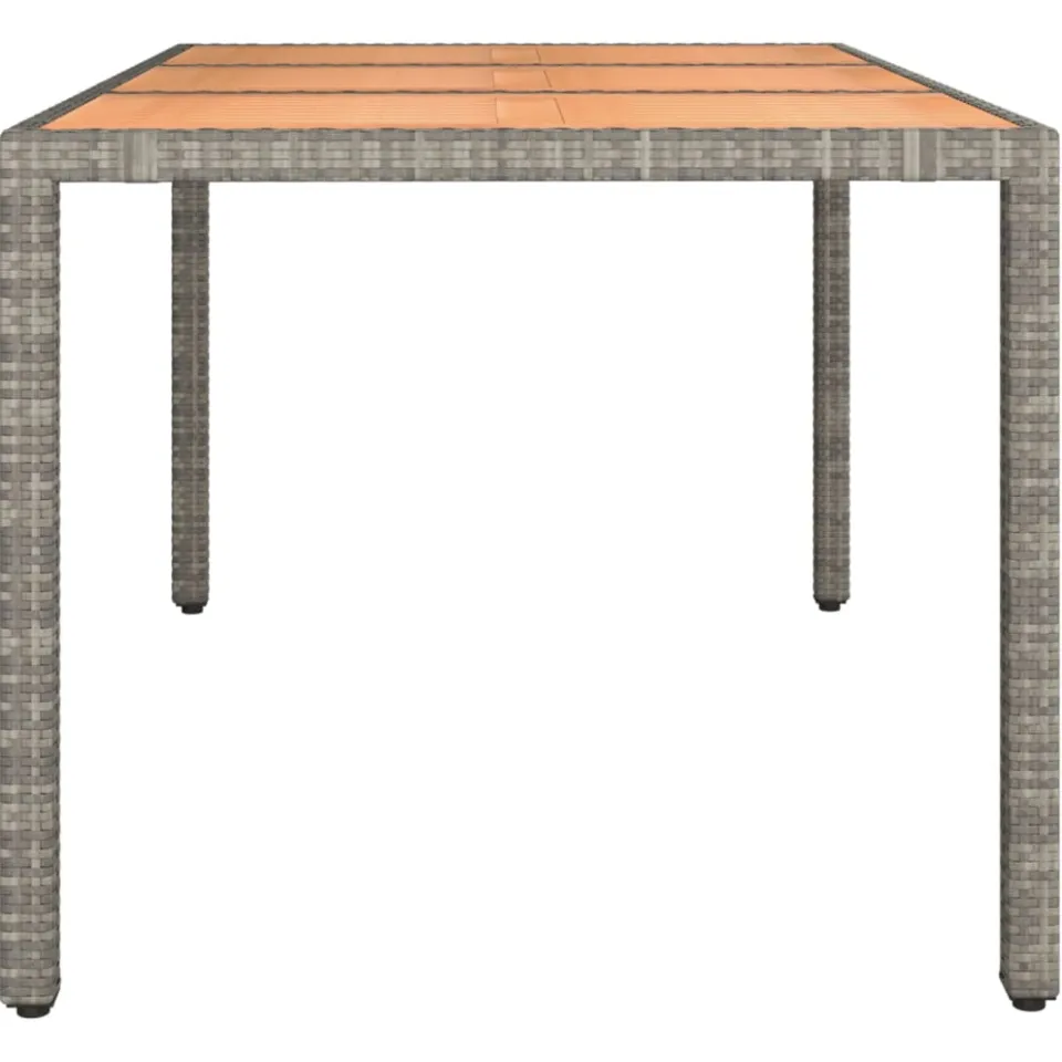 vidaXL Tuintafel met houten blad poly ratten en acaciahout grijs, foto 4