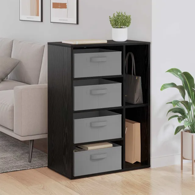 vidaXL Dressoir Zwart eiken 60 x 33,5 x 84 cm