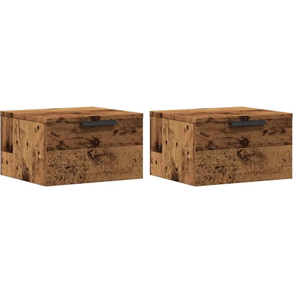 vidaXL Nachtkastjes wandgemonteerd 2 st 34x30x20 cm oud houtkleurig bruin, foto 3