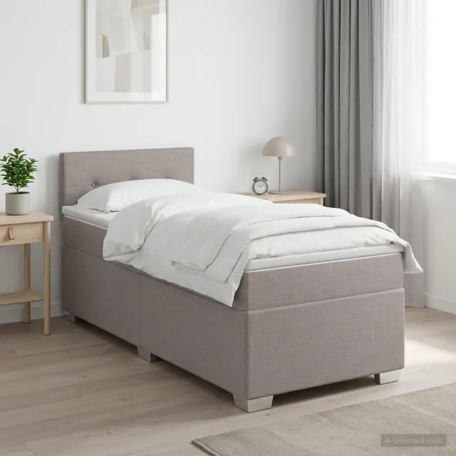 vidaXL Boxspringbed met matras met hoofdeinde Taupe 80 x 200 cm Stof