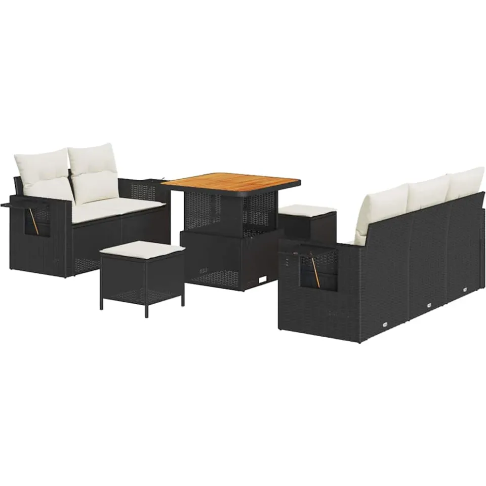 vidaXL Tuin Sofa Set 8 st Zwart poly rattan, foto 4