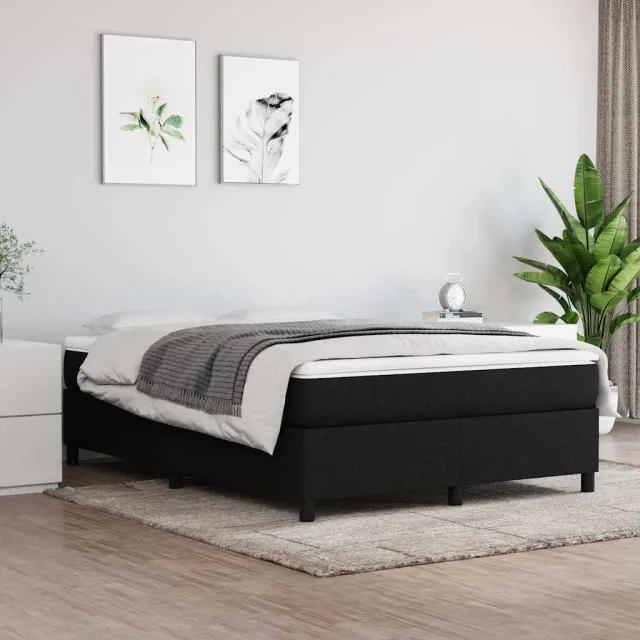 vidaXL Boxspring bed stof zwart 140x190 cm