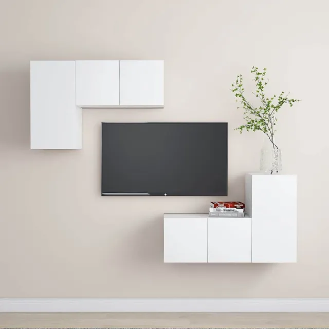 vidaXL 4-delige Tv-meubelset bewerkt hout wit, foto 2