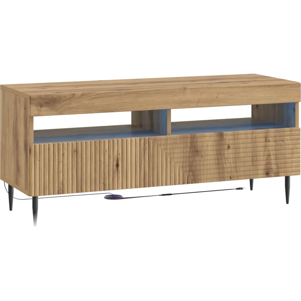 vidaXL LED tv-meubel HAARLEM 100 x 35 x 43 cm Artisanaal eiken, foto 3