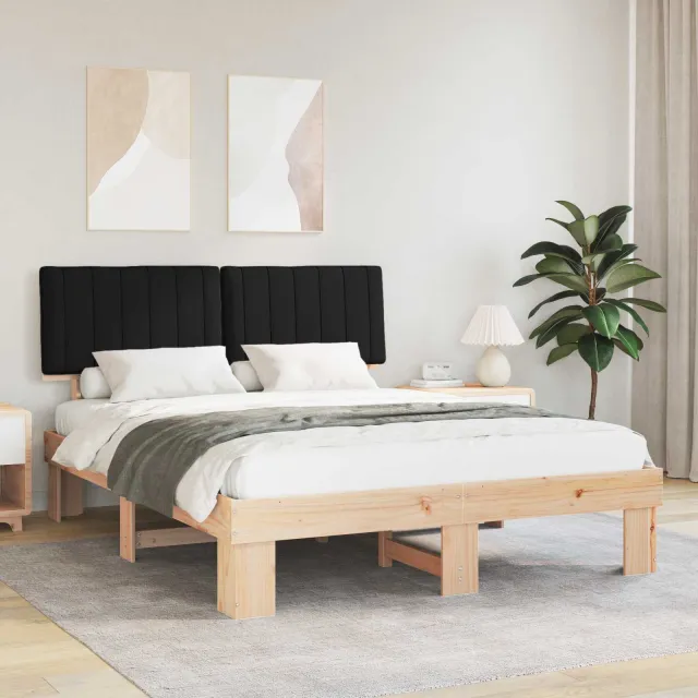 vidaXL Bedframe met Gevoerd Hoofdgedeelte Zwart 160 x 200 cm