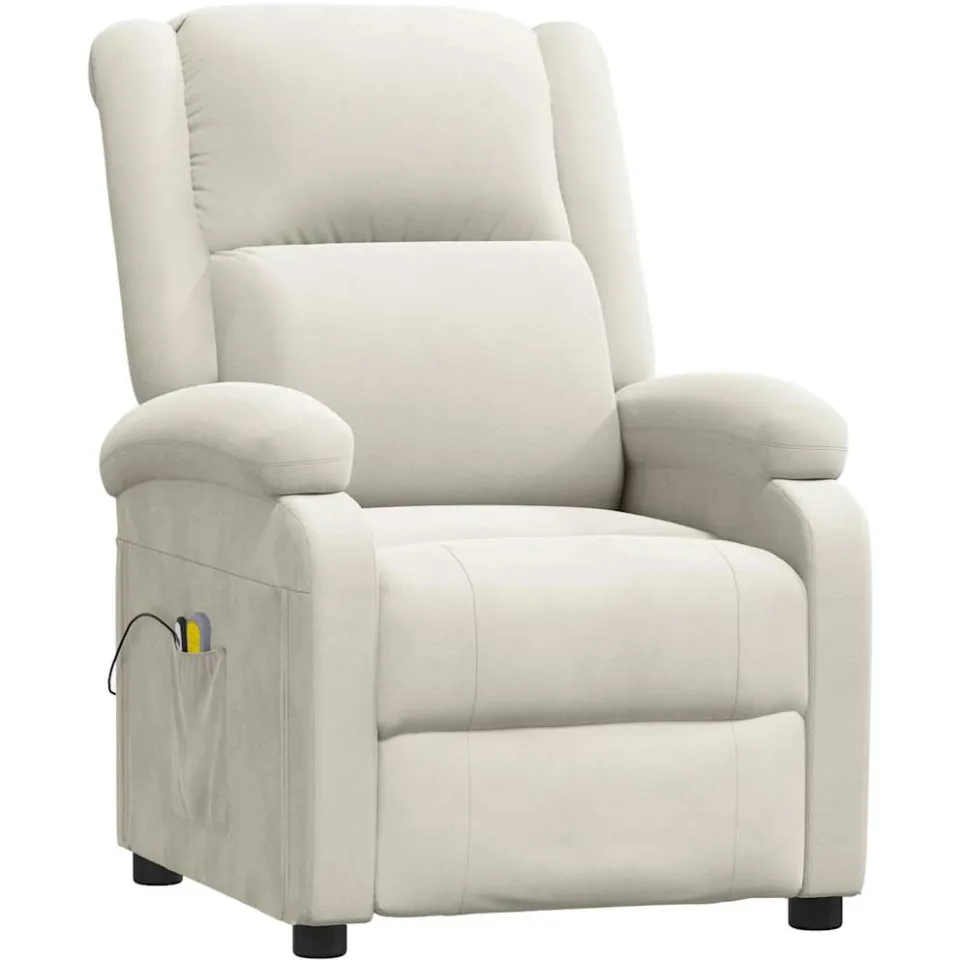 vidaXL Massagestoel elektrisch fluweel crèmekleurig